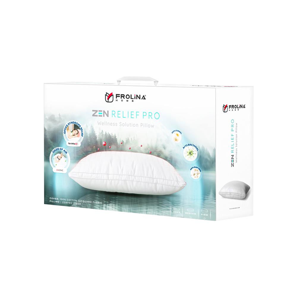 หมอนหนุน ไมโครไฟเบอร์ FROLINA ZEN RELIEF PRO FIRM 19x29 นิ้ว สีขาว