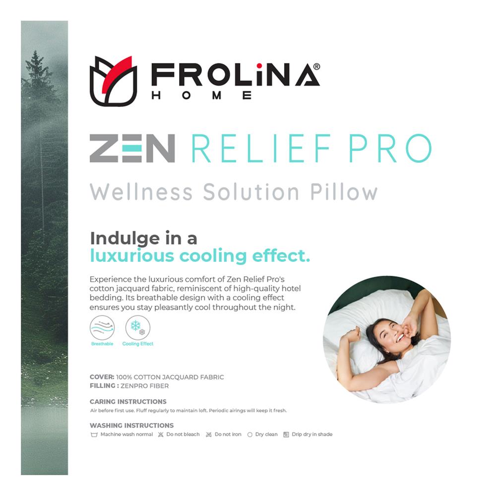 หมอนหนุน ไมโครไฟเบอร์ FROLINA ZEN RELIEF PRO FIRM 19x29 นิ้ว สีขาว
