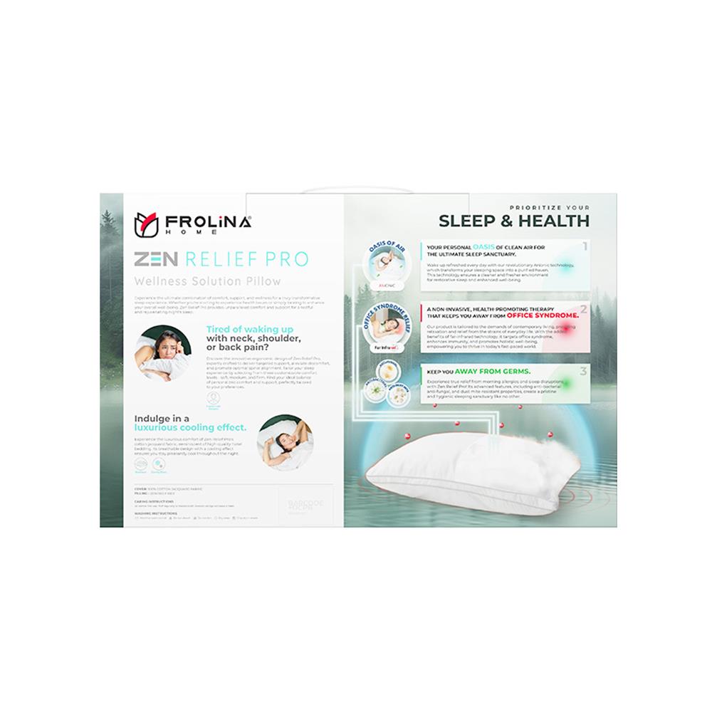 หมอนหนุน ไมโครไฟเบอร์ FROLINA ZEN RELIEF PRO FIRM 19x29 นิ้ว สีขาว