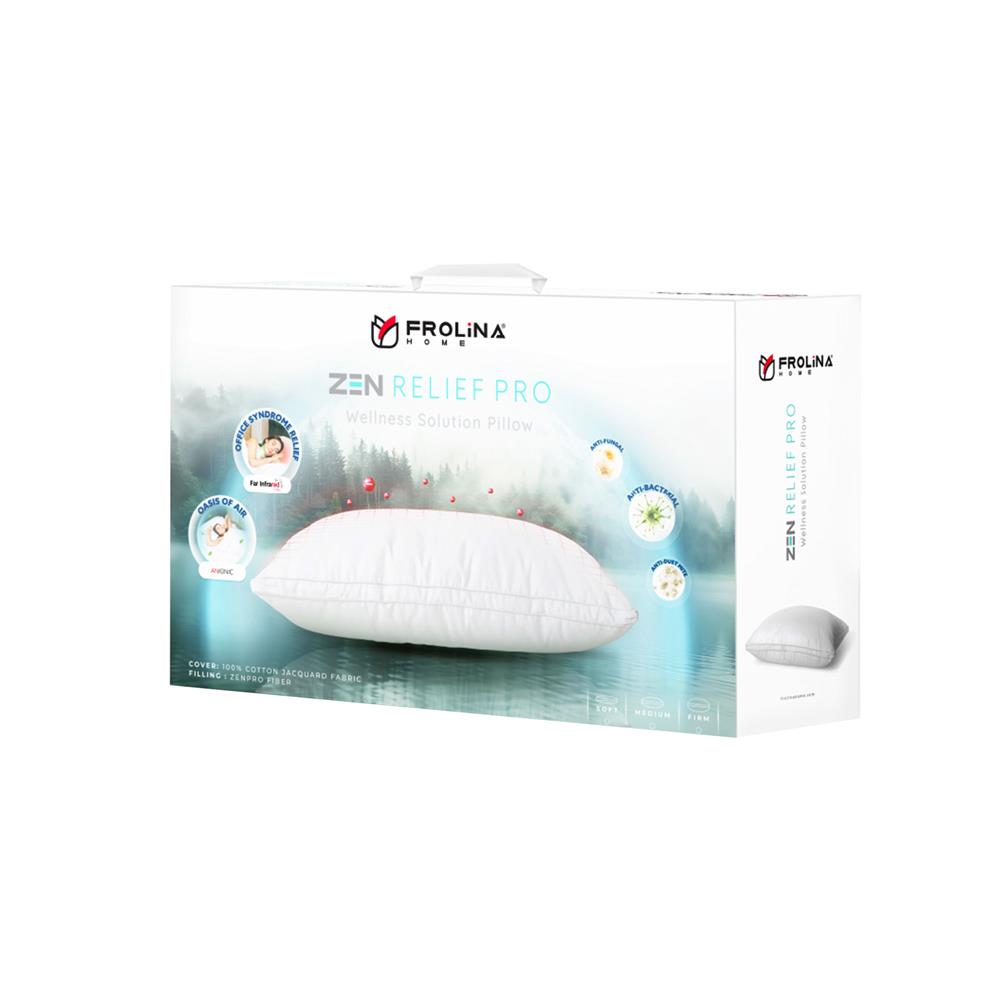 หมอนหนุน ไมโครไฟเบอร์ FROLINA ZEN RELIEF PRO SOFT 19x29 นิ้ว สีขาว