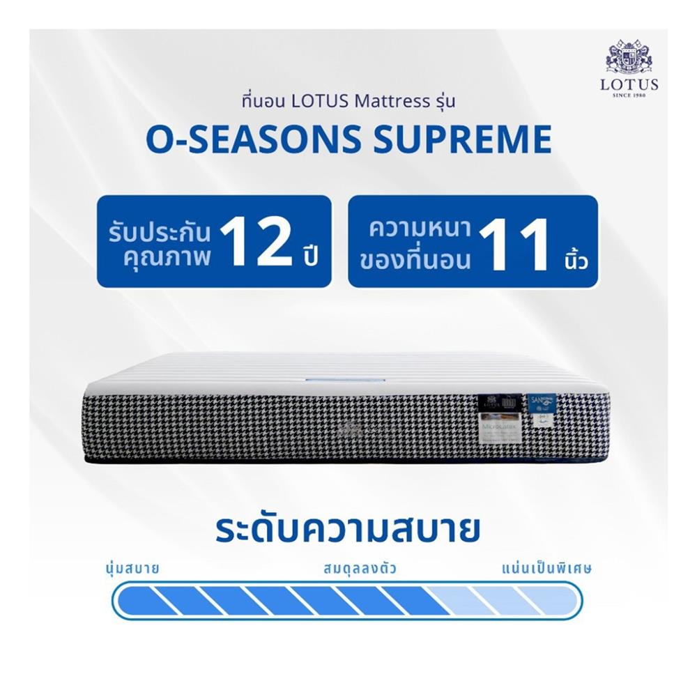ที่นอน 6 ฟุต LOTUS O-SEASONS SUPREME พร้อมชุดเครื่องนอน 11 ชิ้น