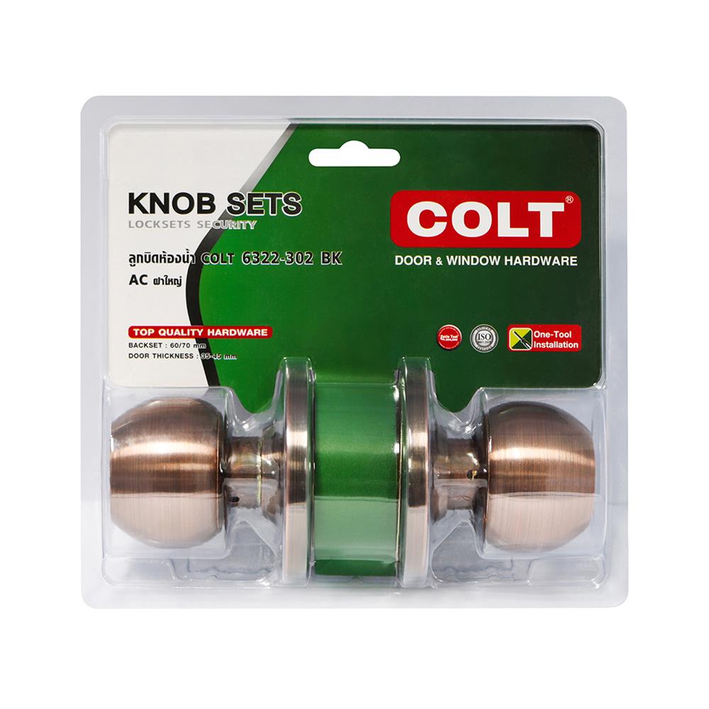 ลูกบิดประตูห้องน้ำ หัวกลม COLT 6322-302 สีทองแดงรมดำ