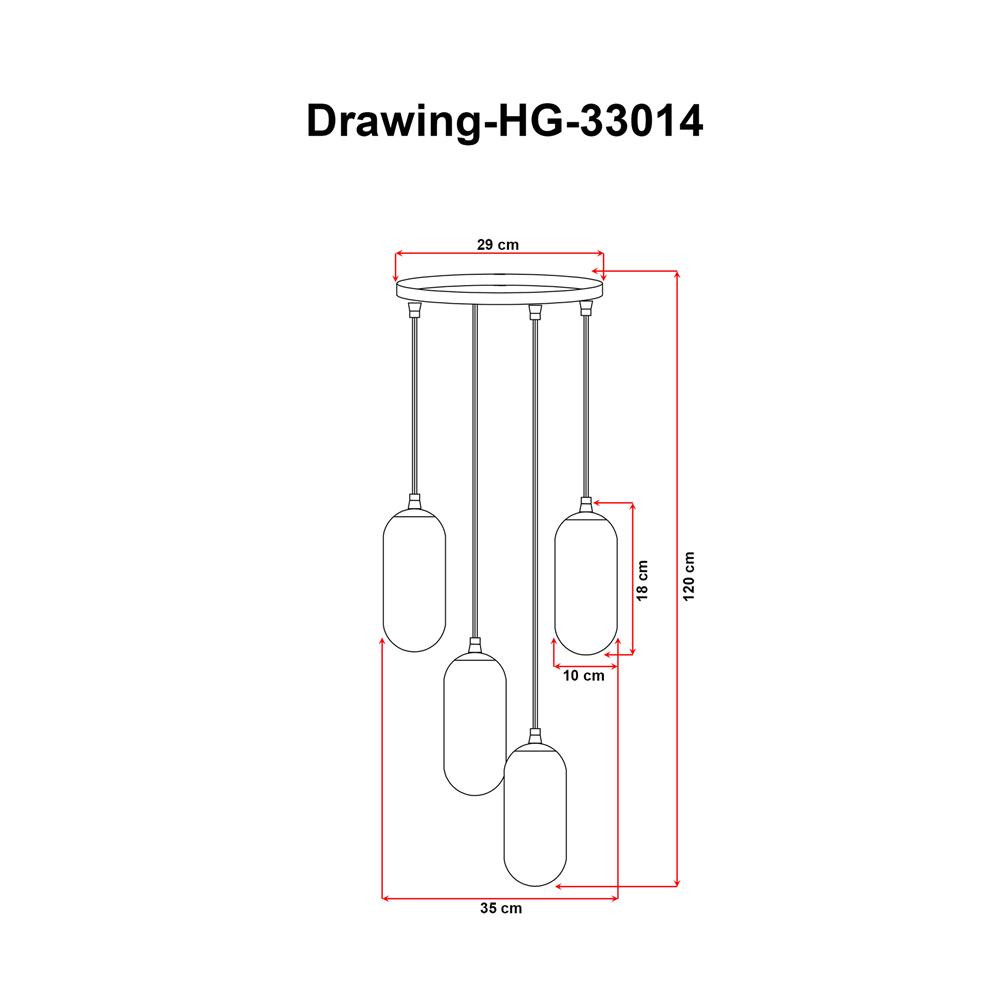 ไฟช่อ EVL HG-33014/4 สีดำ 4 หัว