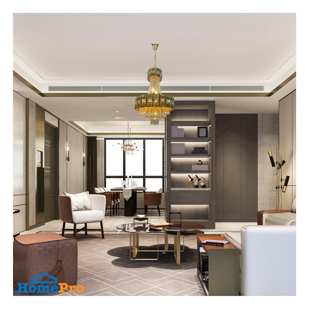 ไฟช่อ EVL CFC-11088 สีดำ/ใส/ทอง 6 หัว