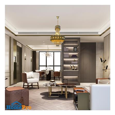 ไฟช่อ EVL CFC-11088 สีดำ/ใส/ทอง 6 หัว_2