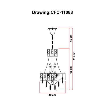 ไฟช่อ EVL CFC-11088 สีดำ/ใส/ทอง 6 หัว_3