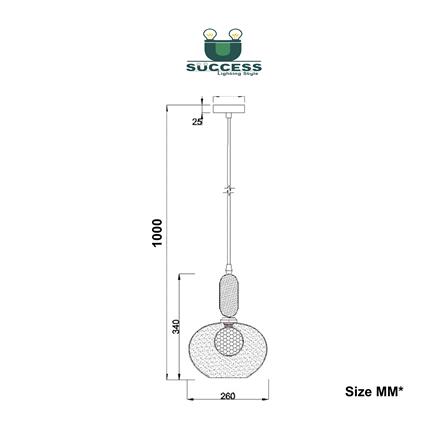 ไฟช่อ SUCCESS CD11717/1 สีทอง/ชา 1 หัว_4