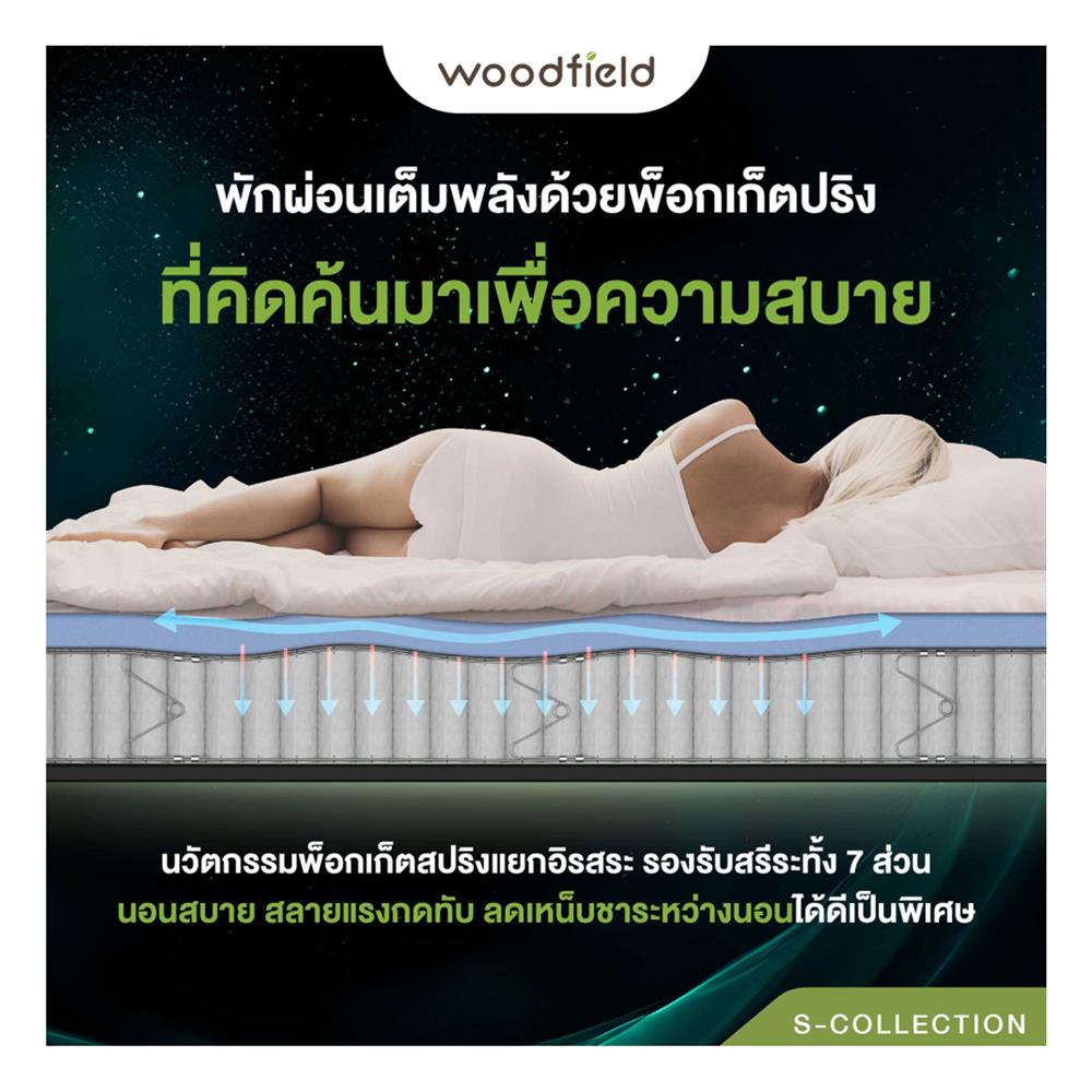 ที่นอน 3.5 ฟุต WOODFIELD S-HYBRID PRO พร้อมหมอนหนุน 1 ชิ้น