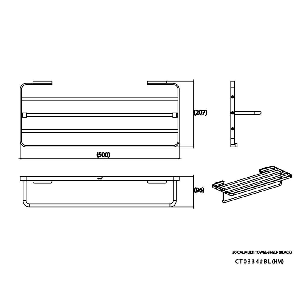 ชั้นวางพร้อมราว COTTO CT0334(BL)(HM) สีดำ