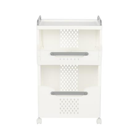 ตะกร้าผ้าเหลี่ยมมีล้อ 2 ชั้น PLIM BESTA สีขาว_2