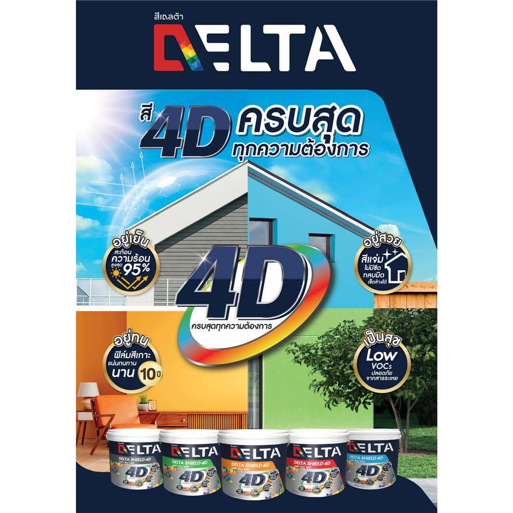 สีน้ำทาภายใน ชนิดเนียน DELTA SHIELD 4D BASE A สีขาว 2.5 แกลลอน