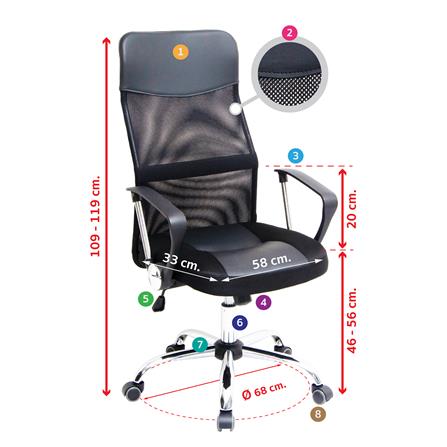 เก้าอี้สำนักงาน U-RODECOR HIRO 000002051 สีดำ/น้ำเงิน_10