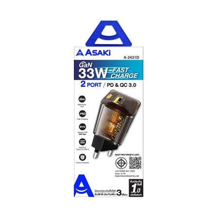 อะแดปเตอร์ USB-A และ USB-C ASAKI A2431D 33W_3