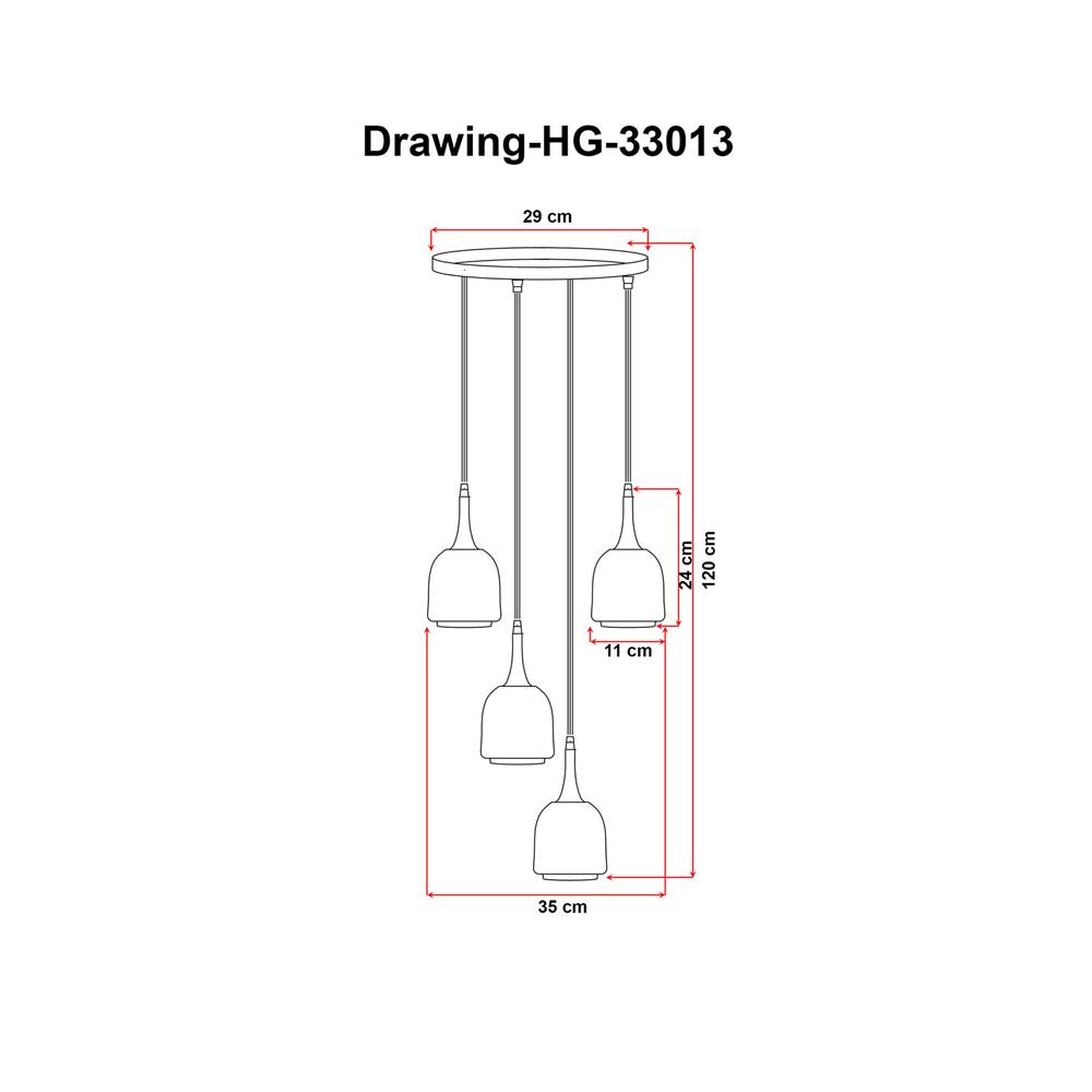 ไฟช่อ EVL HG-33013/4 สีดำ/ทอง 4 หัว