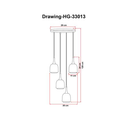 ไฟช่อ EVL HG-33013/4 สีดำ/ทอง 4 หัว_2