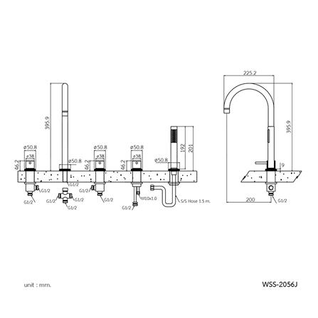 ก๊อกผสมอ่างอาบ WS WS-2056J สีสเตนเลส_1