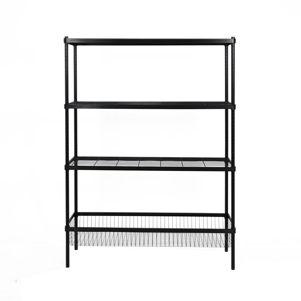 ชั้นวางของ 3 ชั้น + ตะกร้า 1 ชั้น FURDINI LINEAR สีดำ