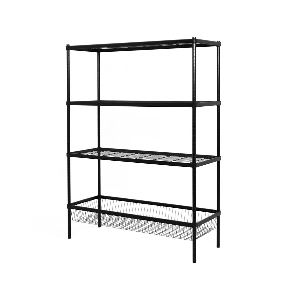 ชั้นวางของ 3 ชั้น + ตะกร้า 1 ชั้น FURDINI LINEAR สีดำ_0