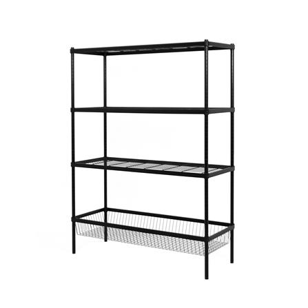 ชั้นวางของ 3 ชั้น + ตะกร้า 1 ชั้น FURDINI LINEAR สีดำ_1