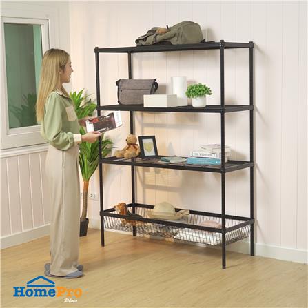 ชั้นวางของ 3 ชั้น + ตะกร้า 1 ชั้น FURDINI LINEAR สีดำ_6