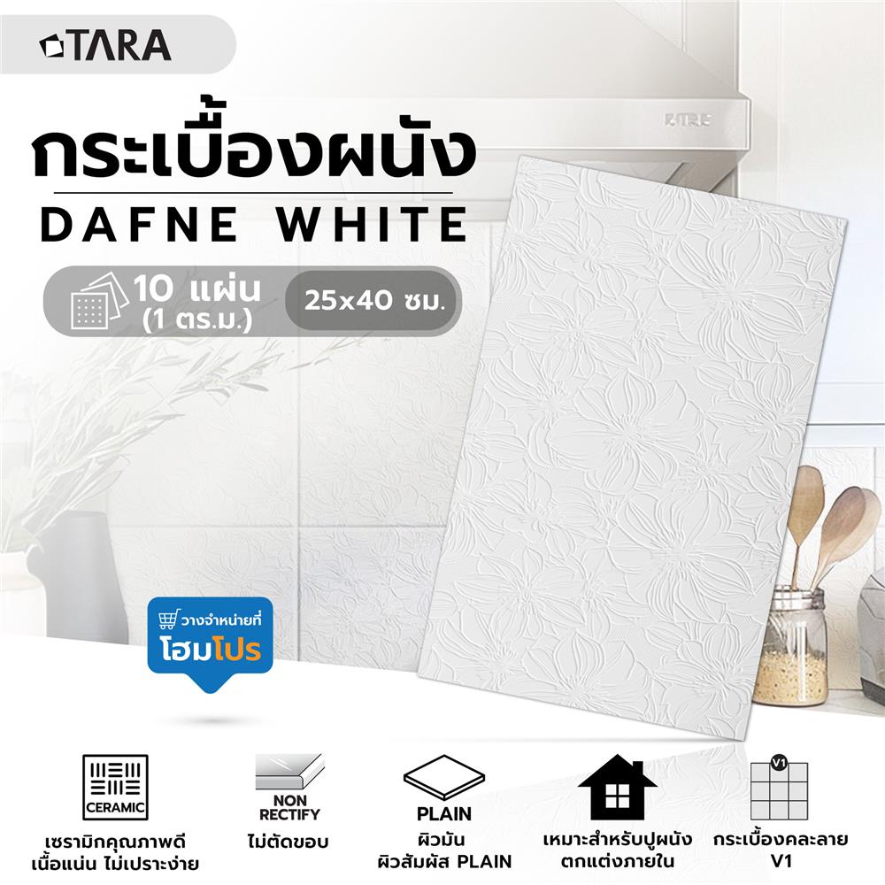 กระเบื้องผนัง 25x40 ซม. TARA ดาฟเน่ ขาว (EXC) PM 1 ตร.ม.