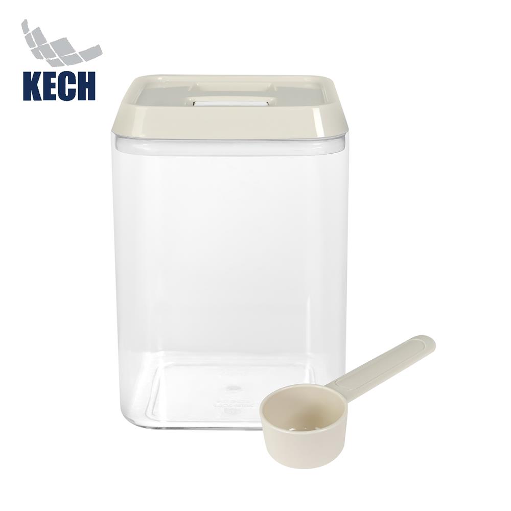 ขวดโหลเหลี่ยม PS ฝาบีบ KECH WRING 1.3 ลิตร สีขาว/ใส