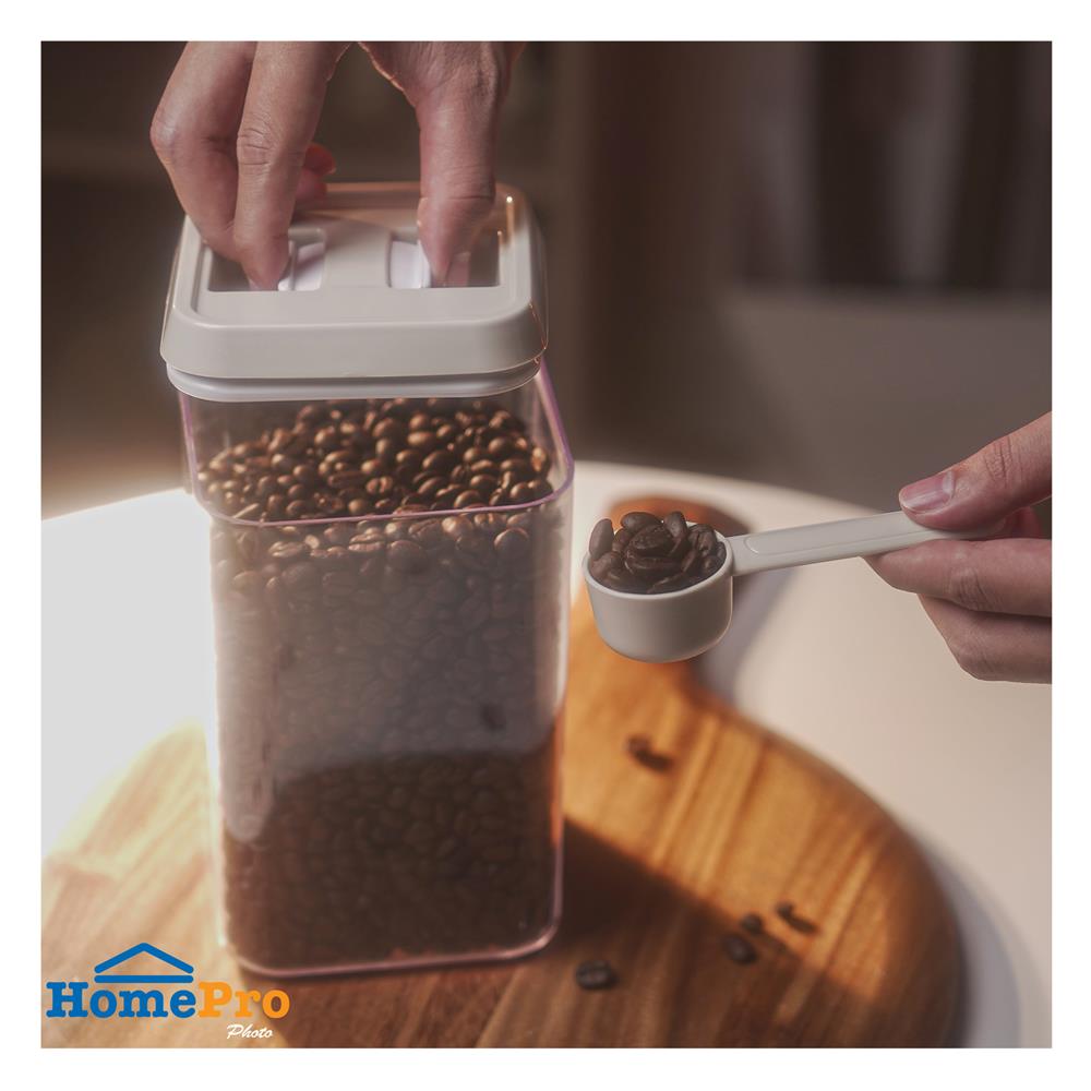 ขวดโหลเหลี่ยม PS ฝาบีบ KECH WRING 1.5 ลิตร สีขาว/ใส