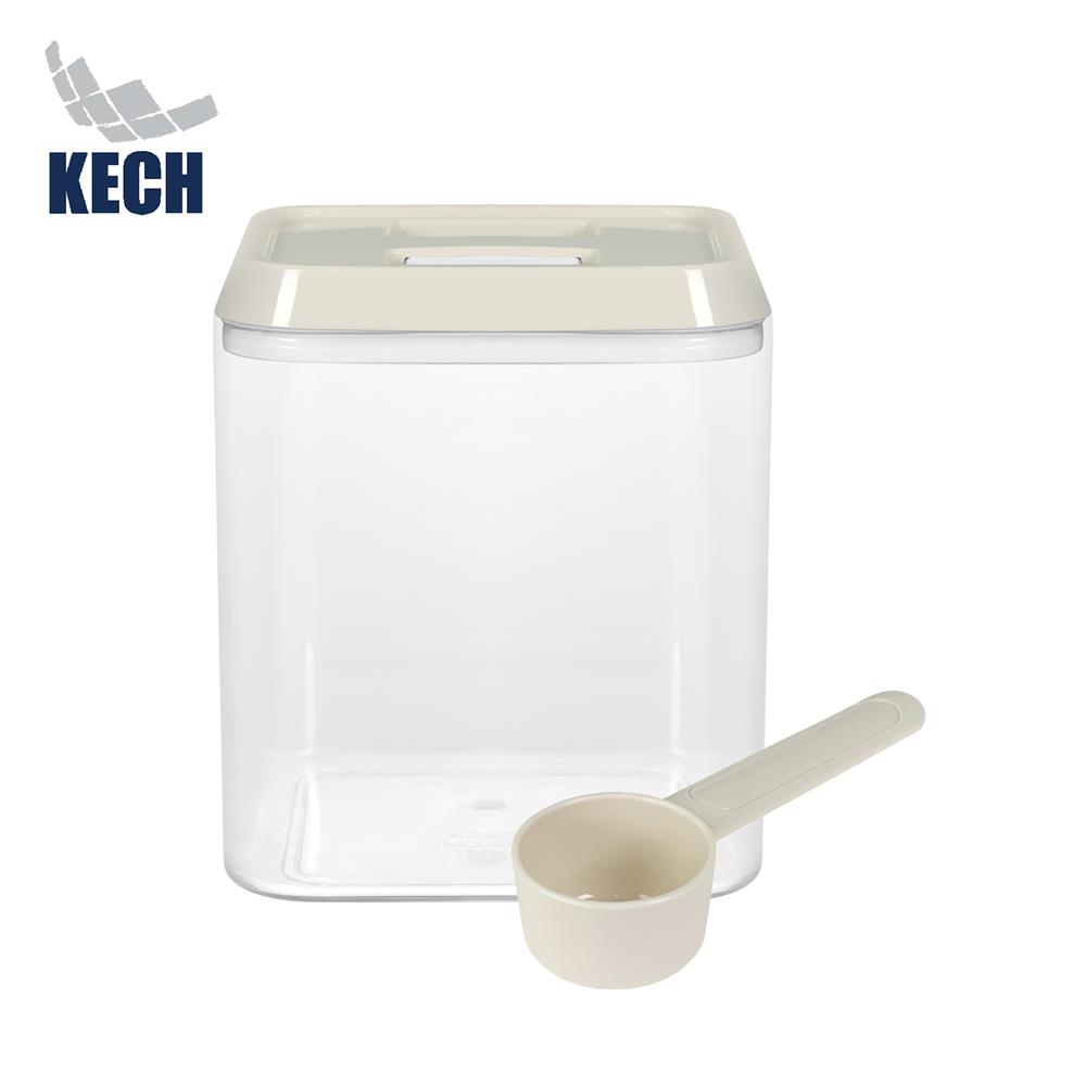 ขวดโหลเหลี่ยม PS ฝาบีบ KECH WRING 1 ลิตร สีขาว/ใส