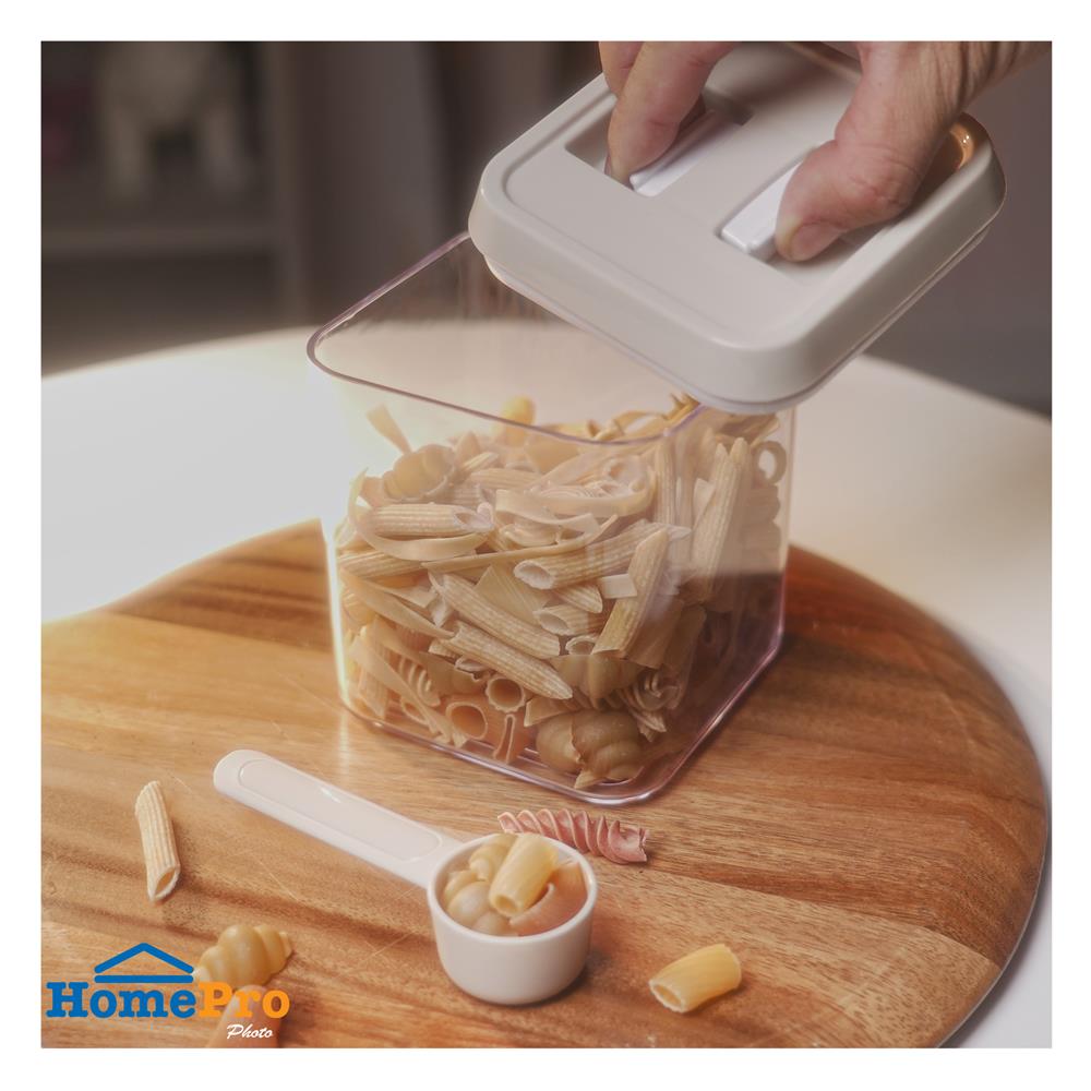 ขวดโหลเหลี่ยม PS ฝาบีบ KECH WRING 1 ลิตร สีขาว/ใส