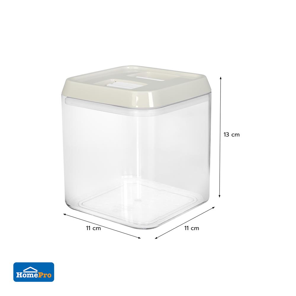 ขวดโหลเหลี่ยม PS ฝาบีบ KECH WRING 1 ลิตร สีขาว/ใส