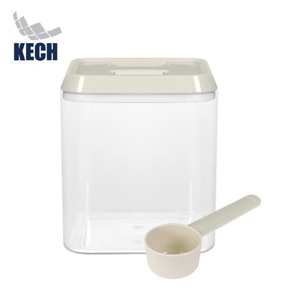 ขวดโหลเหลี่ยม PS ฝาบีบ KECH WRING 1 ลิตร สีขาว/ใส_0