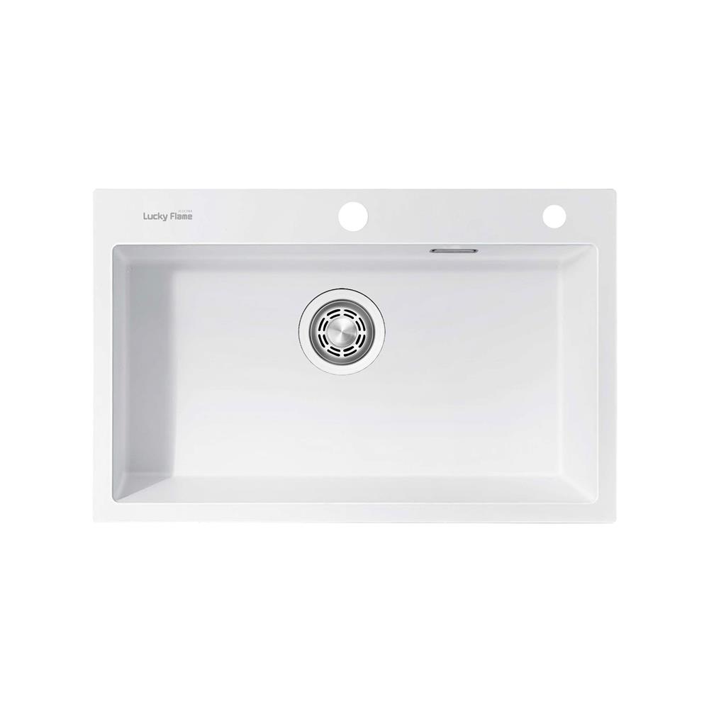 ซิงค์ฝัง 1 หลุม LUCKY FLAME GNS-0851(W) สีขาว