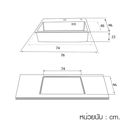 ซิงค์ฝัง 1 หลุม LUCKY FLAME GNS-0851(W) สีขาว_4