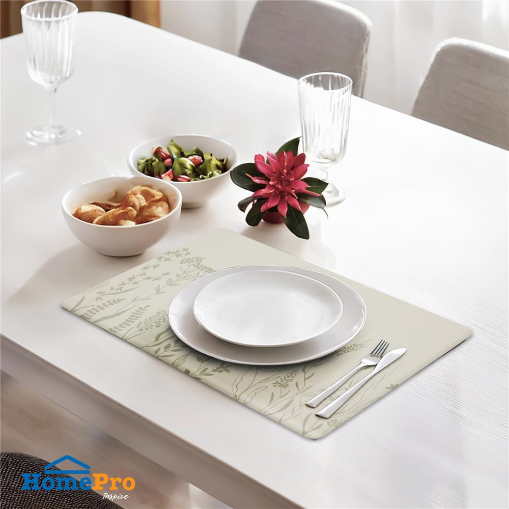 แผ่นรองจานหนัง PU KECH ALL PLANT สีเทา