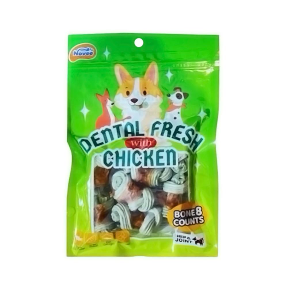 ขนมสุนัข NOVEE DENTAL FRESH CHICKEN BONES 8 ชิ้น