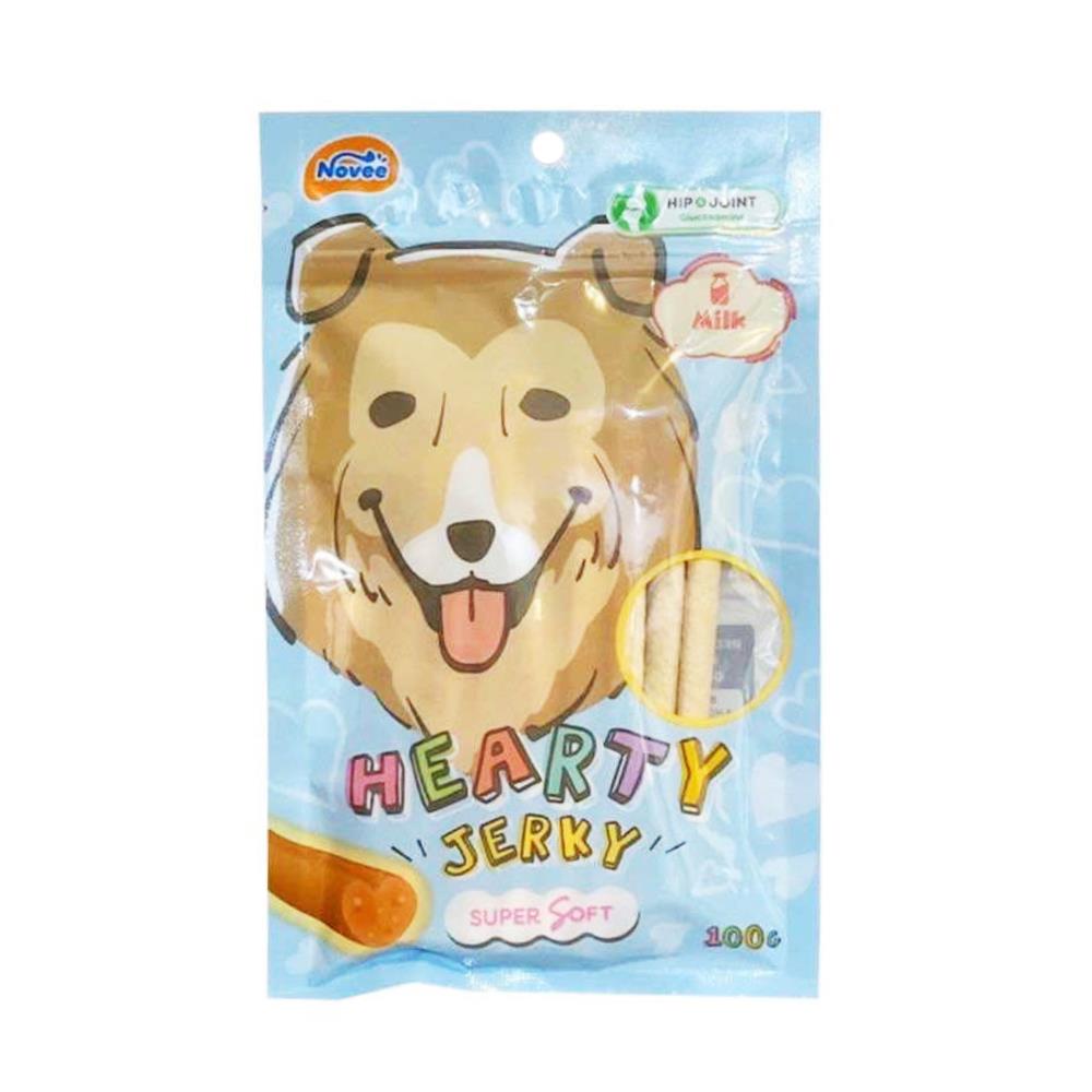 ขนมสุนัข NOVEE HEARTY JERKY MILK FLAVOR 100 ก.