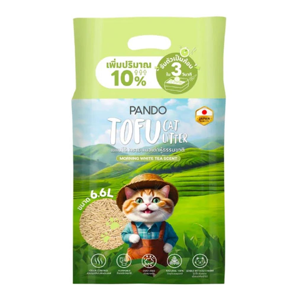 ทรายแมวเต้าหู้ PANDO กลิ่น MORNING WHITE TEA 6.6 ลิตร