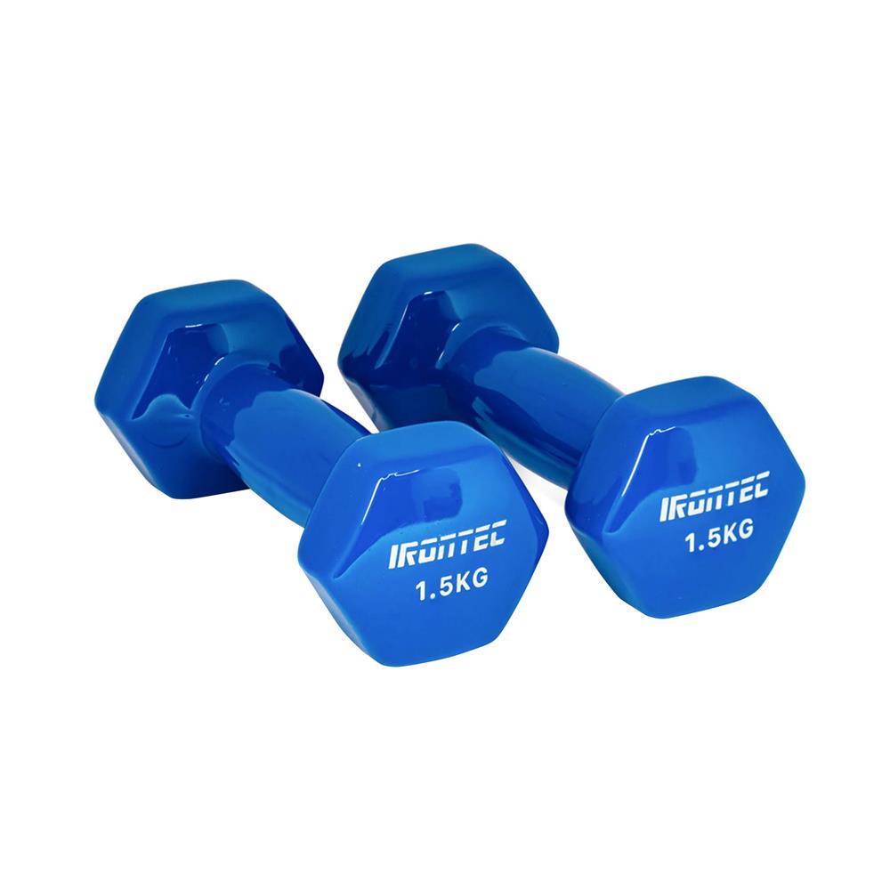 ดัมเบลหุ้มไวนิล IRONTEC 1.5 กก. สีน้ำเงิน