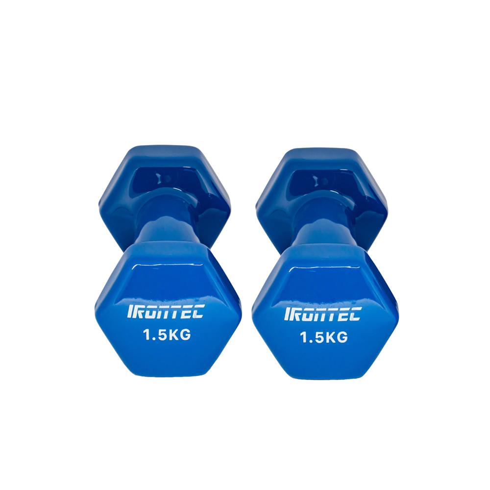 ดัมเบลหุ้มไวนิล IRONTEC 1.5 กก. สีน้ำเงิน
