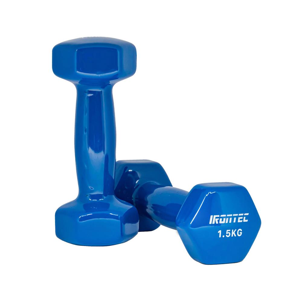 ดัมเบลหุ้มไวนิล IRONTEC 1.5 กก. สีน้ำเงิน