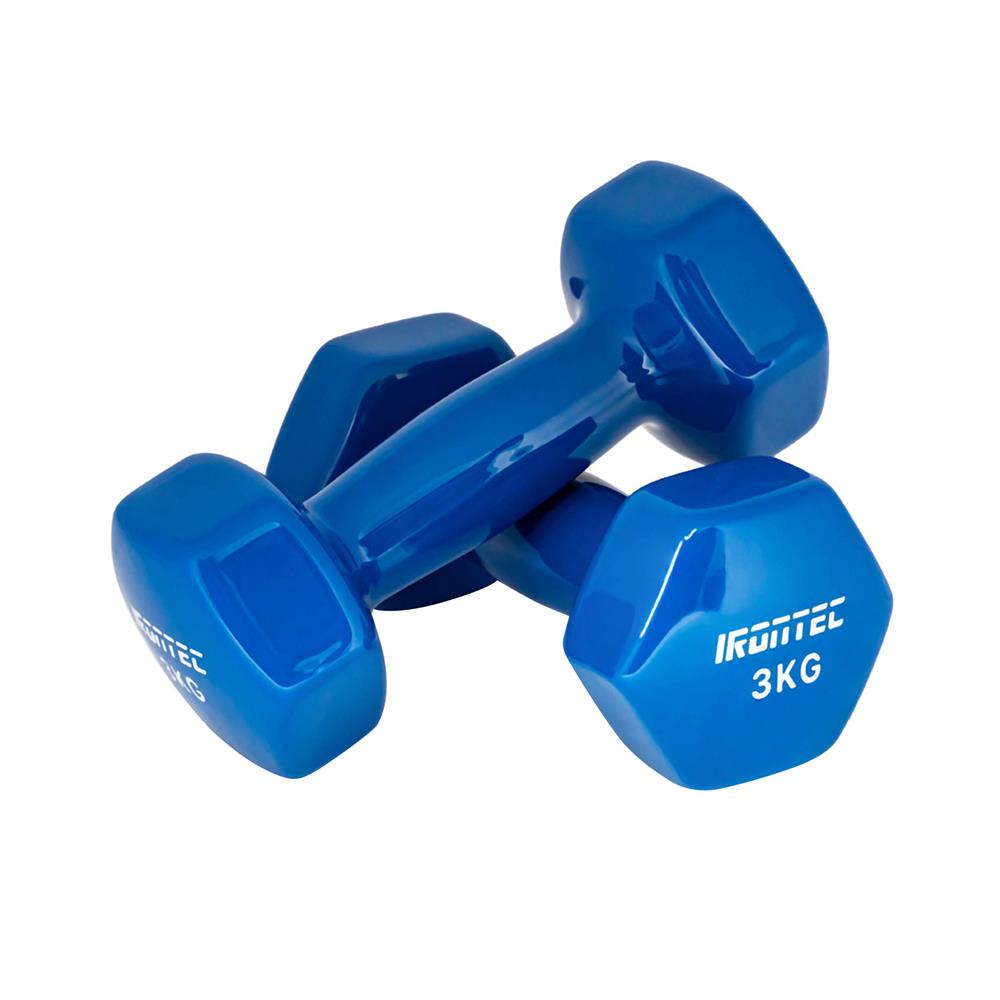 ดัมเบลหุ้มไวนิล IRONTEC 3 กก. สีน้ำเงิน