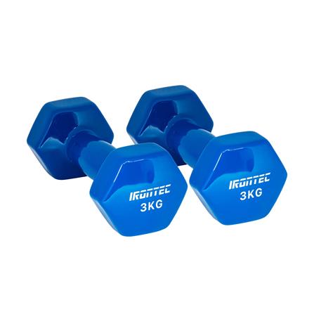 ดัมเบลหุ้มไวนิล IRONTEC 3 กก. สีน้ำเงิน_0