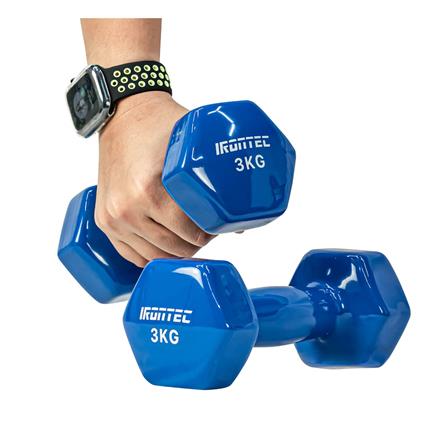 ดัมเบลหุ้มไวนิล IRONTEC 3 กก. สีน้ำเงิน_4
