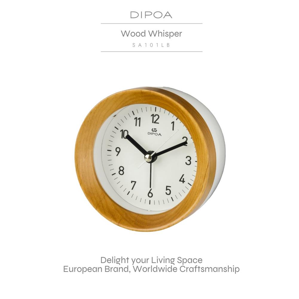 นาฬิกาปลุกไม้ DIPOA SA101LB 4 นิ้ว สีน้ำตาลอ่อน