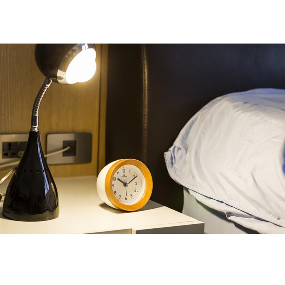 นาฬิกาปลุกไม้ DIPOA SA101LB 4 นิ้ว สีน้ำตาลอ่อน