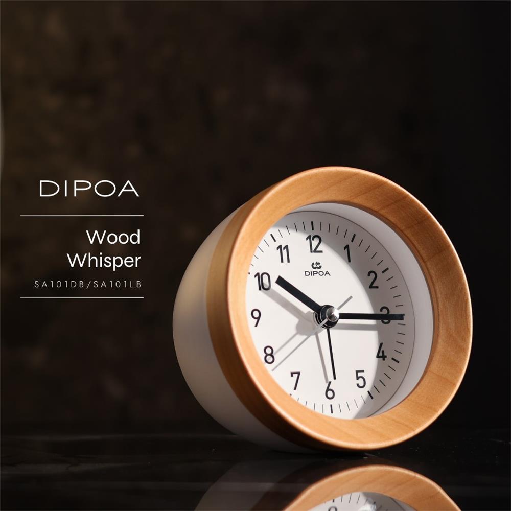 นาฬิกาปลุกไม้ DIPOA SA101LB 4 นิ้ว สีน้ำตาลอ่อน