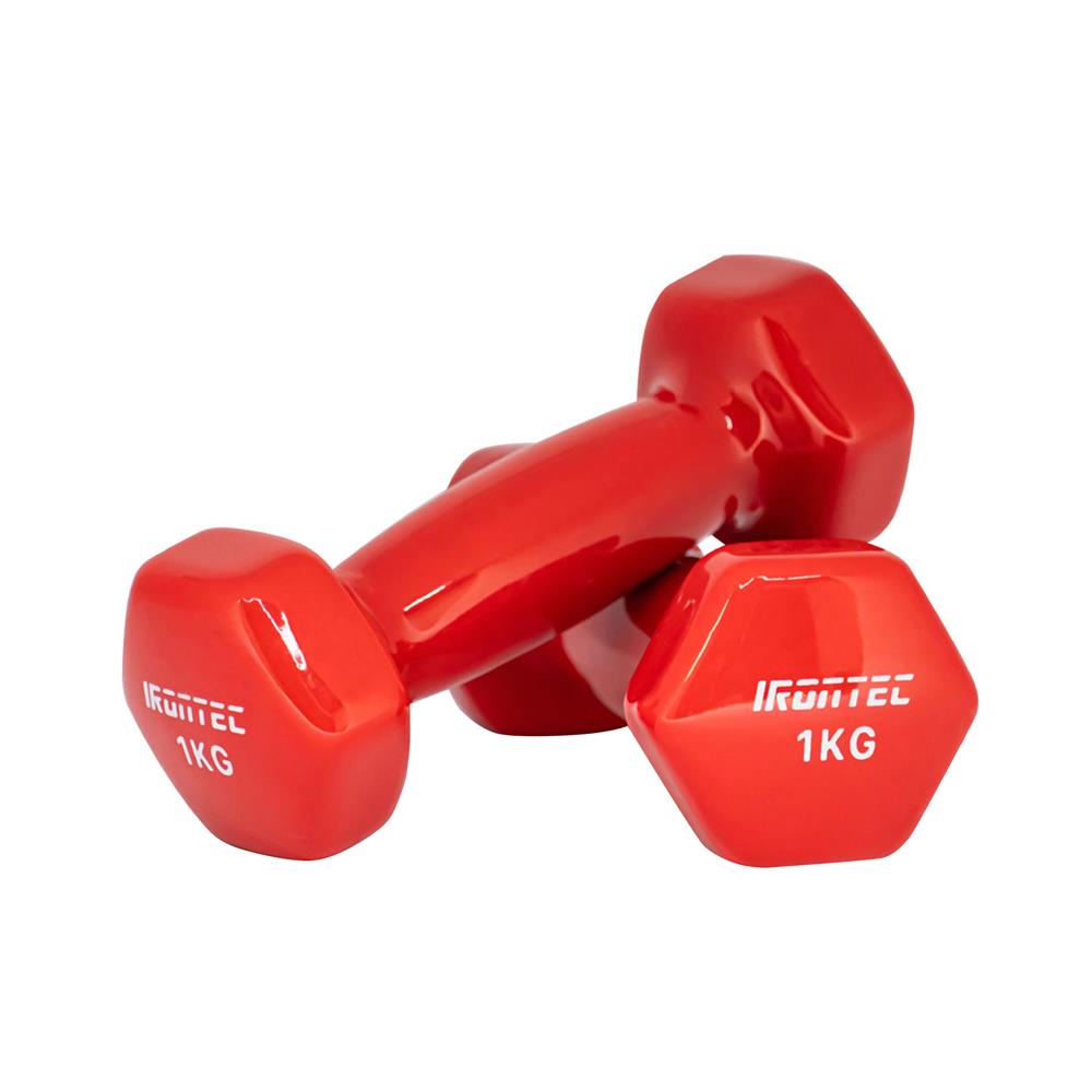 ดัมเบลหุ้มไวนิล IRONTEC 1 กก. สีแดง