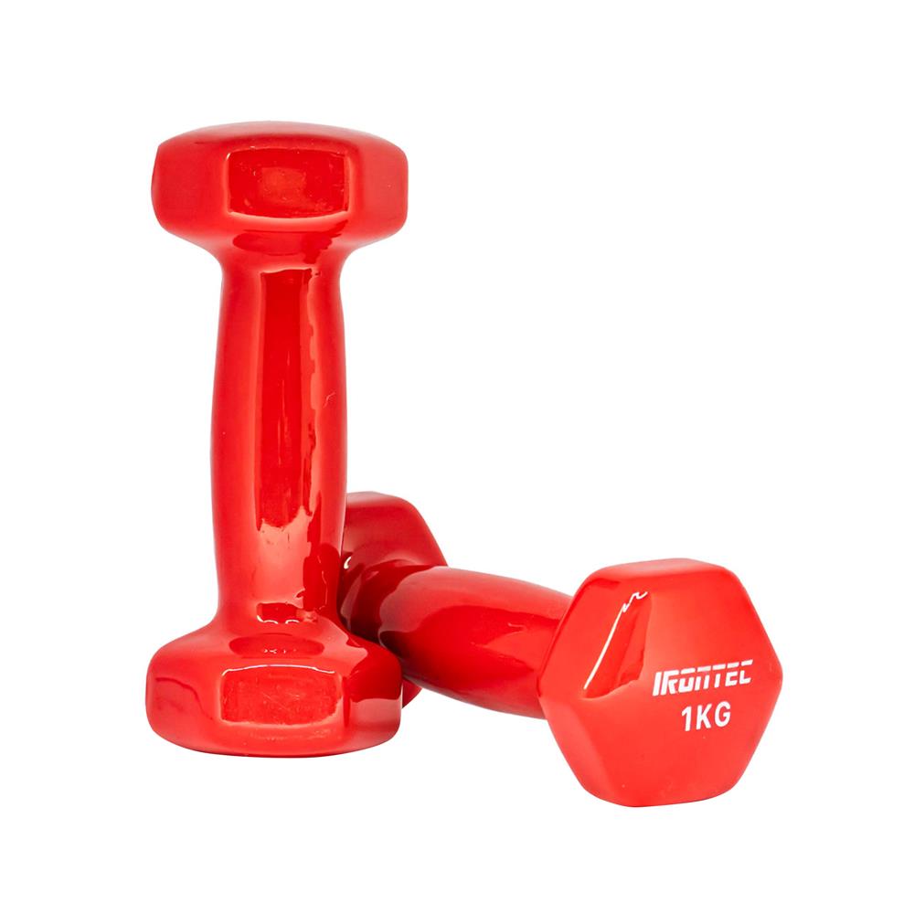 ดัมเบลหุ้มไวนิล IRONTEC 1 กก. สีแดง