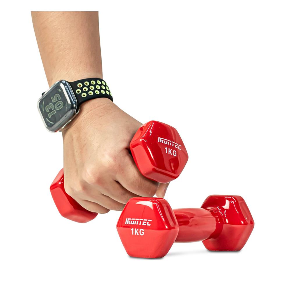 ดัมเบลหุ้มไวนิล IRONTEC 1 กก. สีแดง