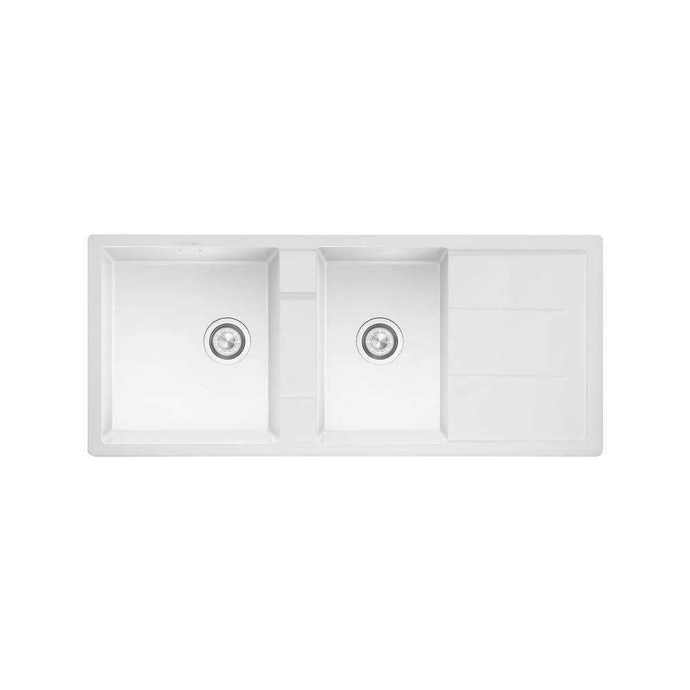 ซิงค์ฝัง 2 หลุม 1 ที่พัก LUCKY FLAME GNS-1252(W) สีขาว